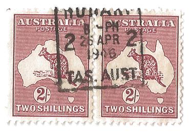 1946 rect. cancel on pair of SG 212