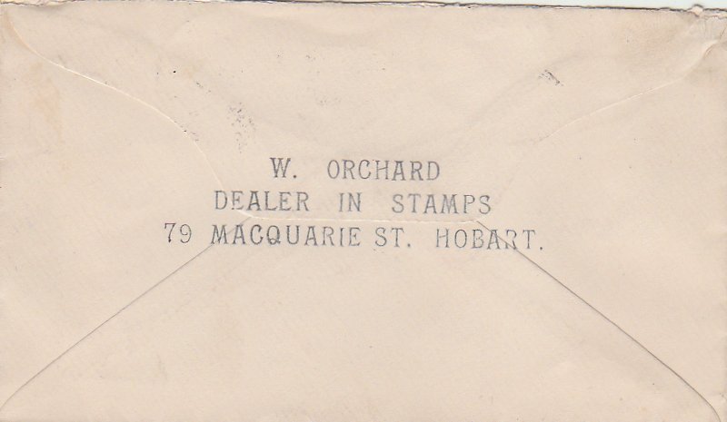 I was recently given this cover by Howard Davis the son of the addressee, a well known Melbourne dealer of yesteryear.  Howard is now 94 and has a lifelong nterest in philatley.<br />The surprise was when I turned it over and found that the sender was Bill Orchard.