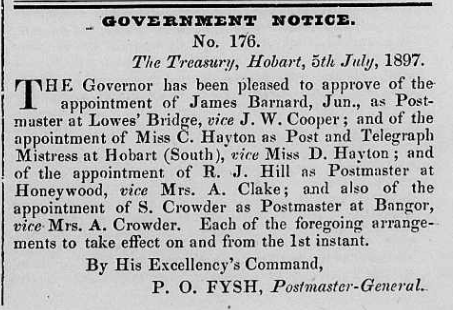 Hobart South 1897-07-01 PM,TO (Gazette,Tue,Jul6,1897,p1135).png