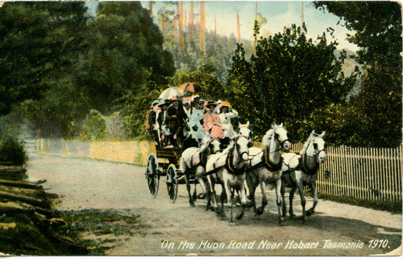 This is one of the the regular common postcards taken on the Huon Road. I have two other common postcards which are taken from a further viewpoint away from the people.