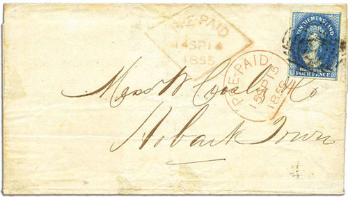 Chalon 4d cover from 14 September 1855