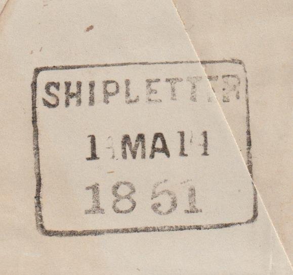 Tasmania 1851 Incoming Ship Letter dated Marking 001.jpg